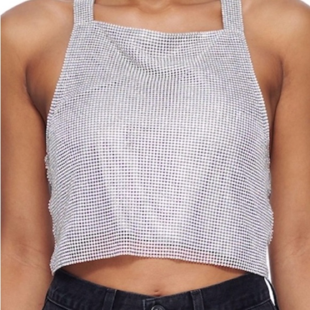 Rhinestone Cross Back Tank with bow